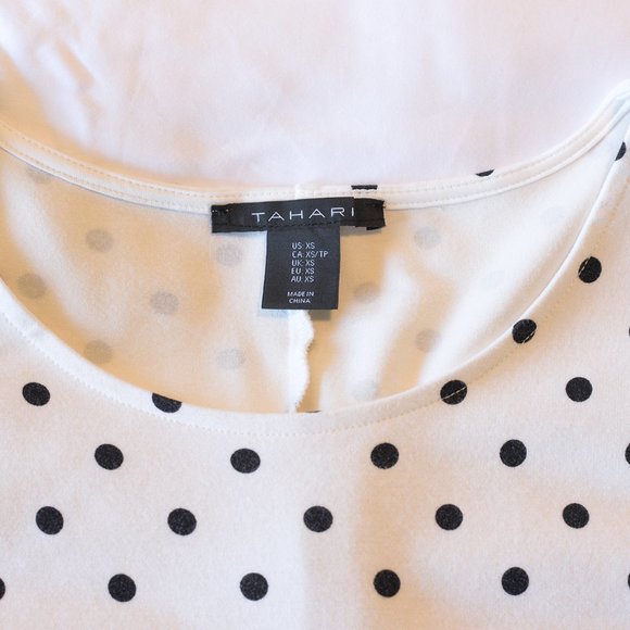 TAHARI Belted Tie Polka Dot Shirt, XS - Picture 5 of 6